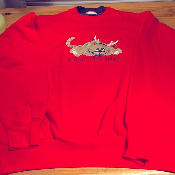 M&C Energy, large, vintage I Don’t Do Holidays Christmas sweatshirt. Red - Picture 1 of 3
